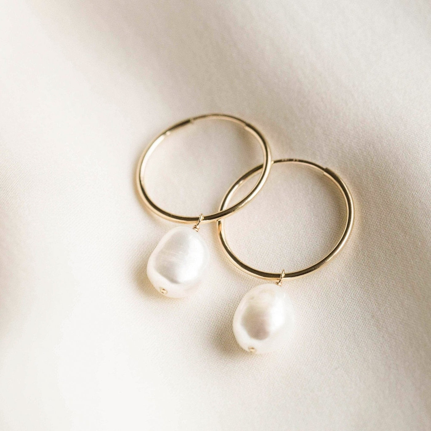 Baroque Pearl Hoop Earrings by Simple & Dainty Jewelry