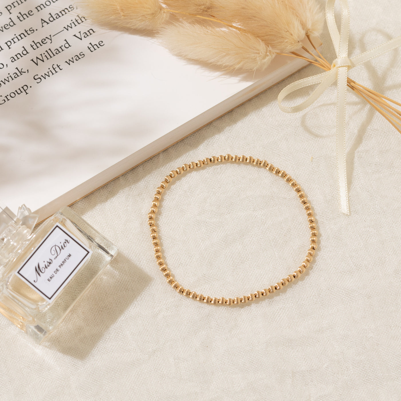 Ribbed Stretch Bead Bracelet | Simple & Dainty Jewelry