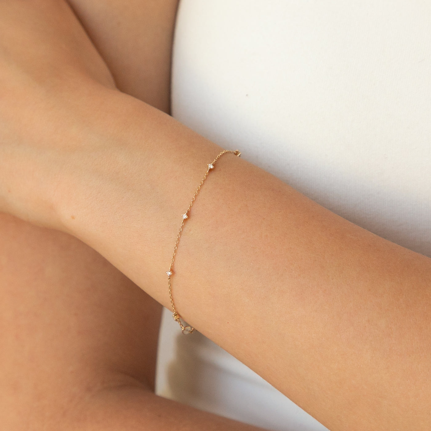 Dainty Diamond Station Bracelet - Reversible | Simple & Dainty Jewelry