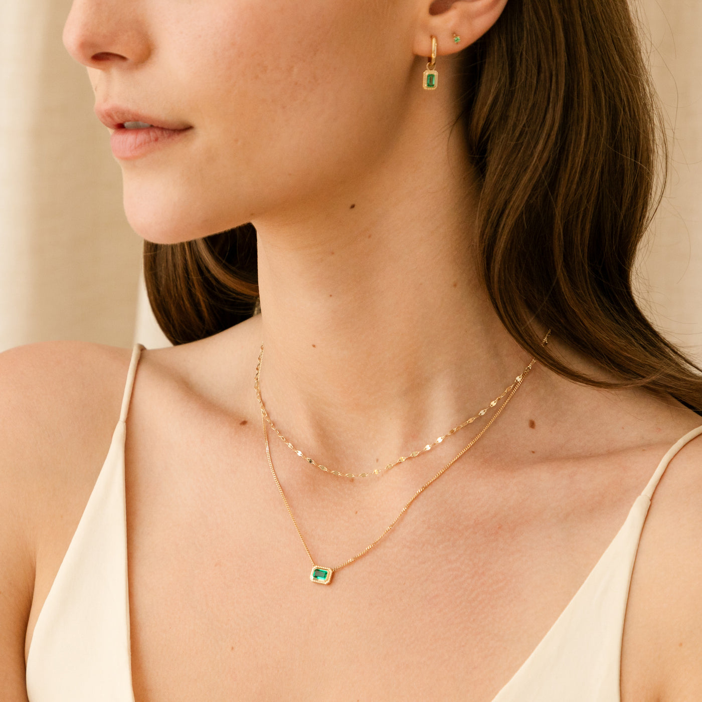 Ribbed Emerald Necklace | Simple & Dainty Jewelry