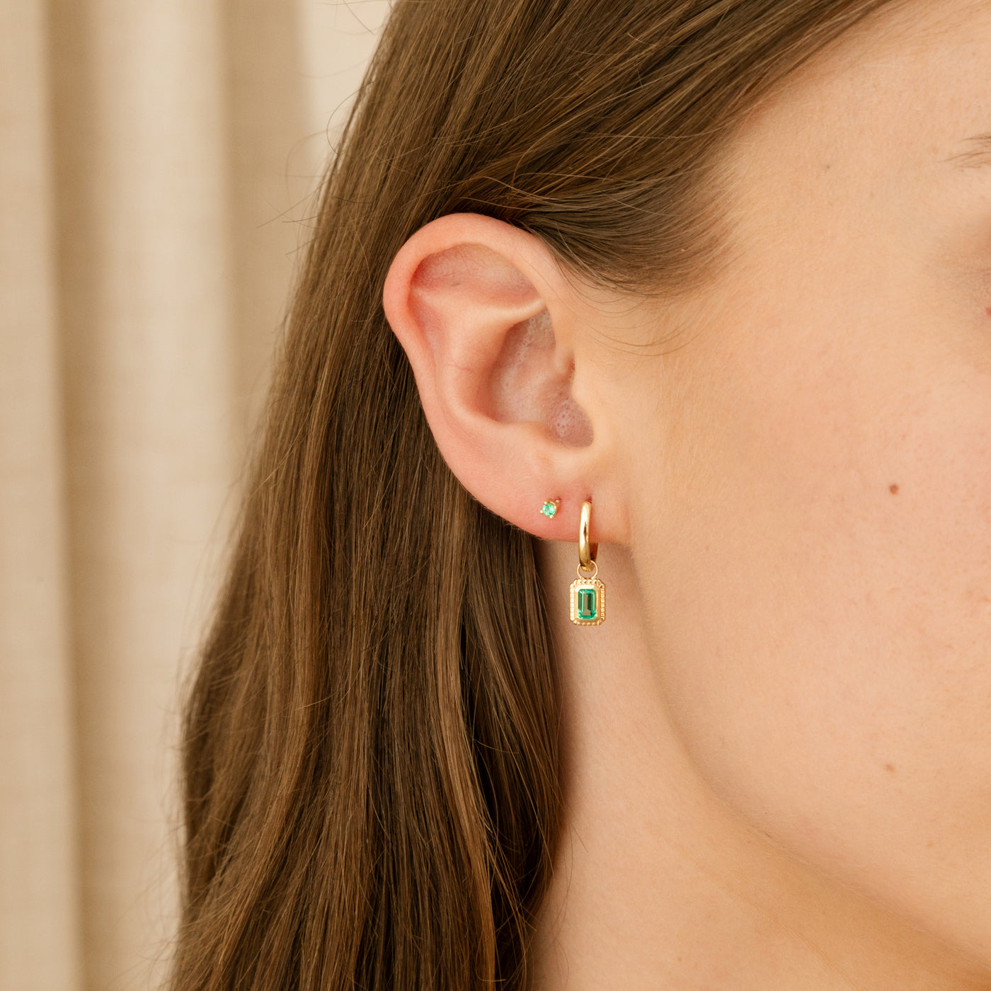 Ribbed Emerald Hoop Earrings | Simple & Dainty Jewelry