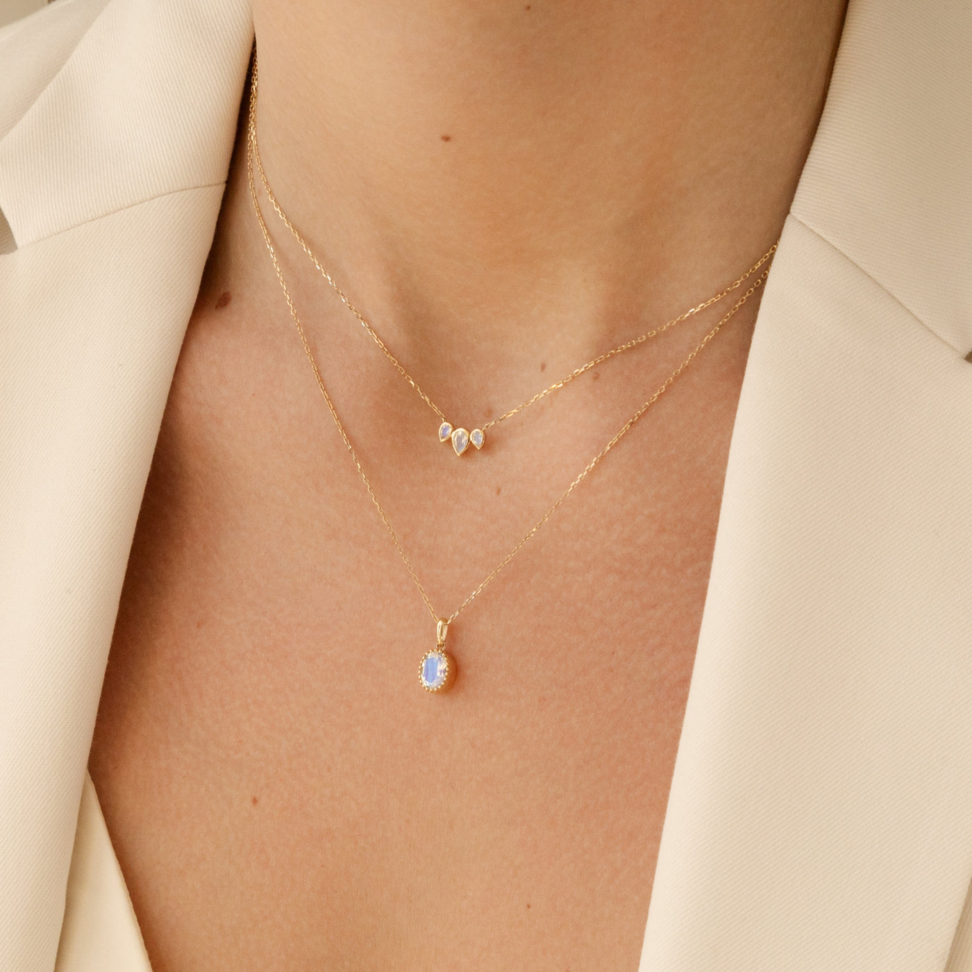 Triple Teardrop Moonstone Necklace | Simple & Dainty Jewelry