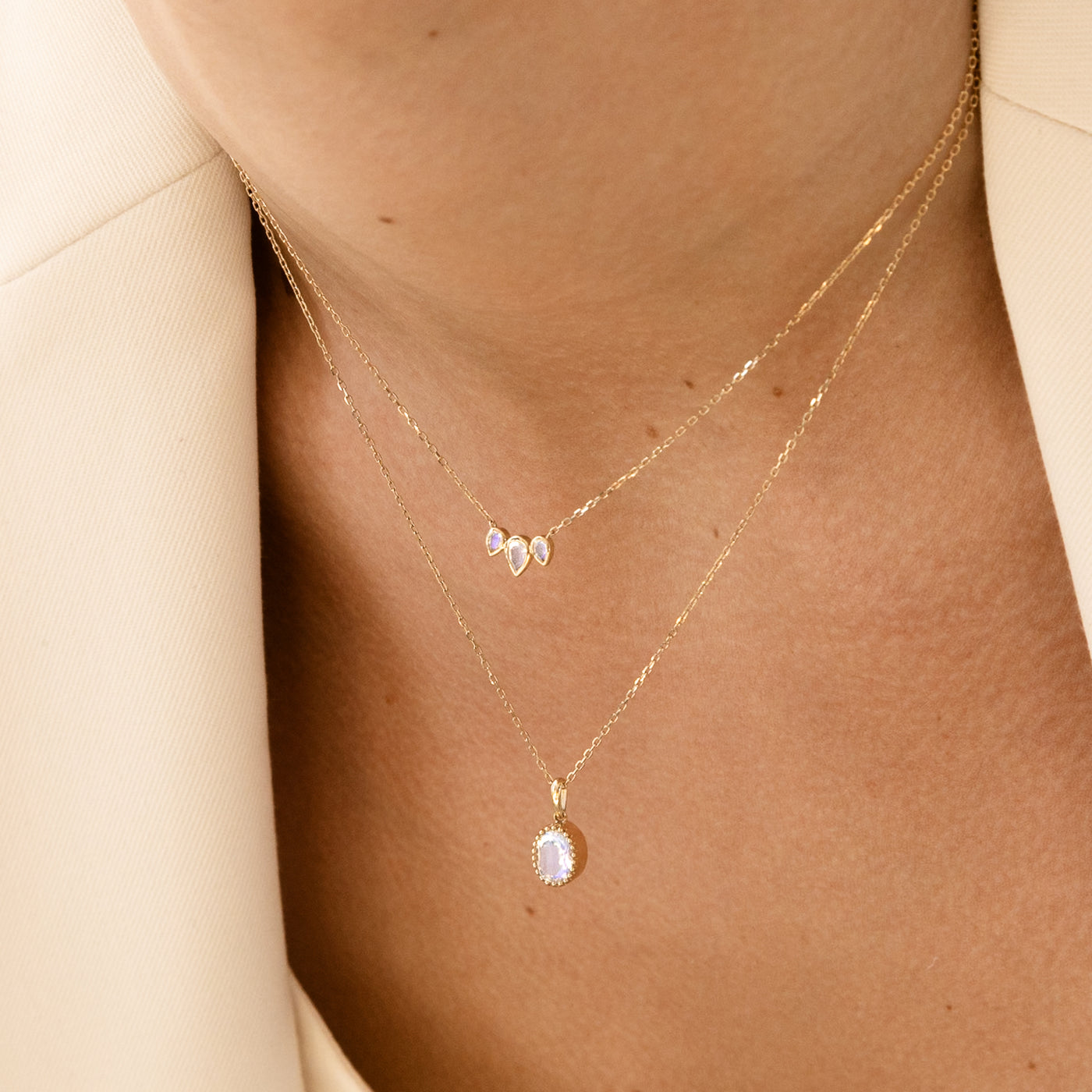 Triple Teardrop Moonstone Necklace | Simple & Dainty Jewelry