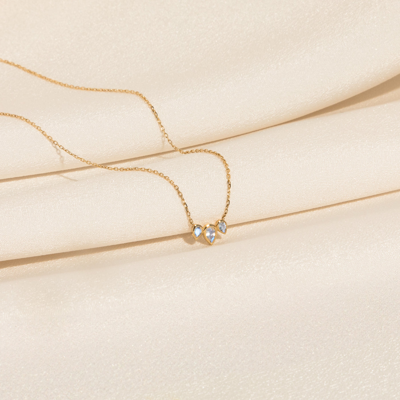 Triple Teardrop Moonstone Necklace | Simple & Dainty Jewelry