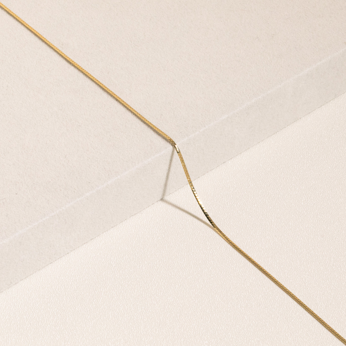 Dainty Herringbone Chain laying on white background