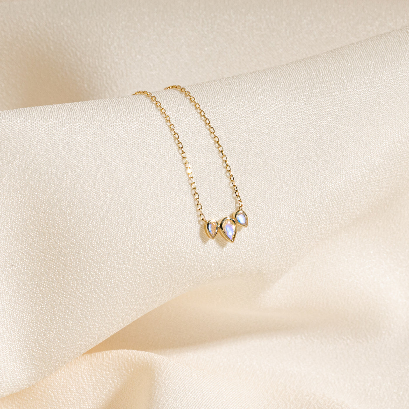 Triple Teardrop Moonstone Necklace | Simple & Dainty Jewelry