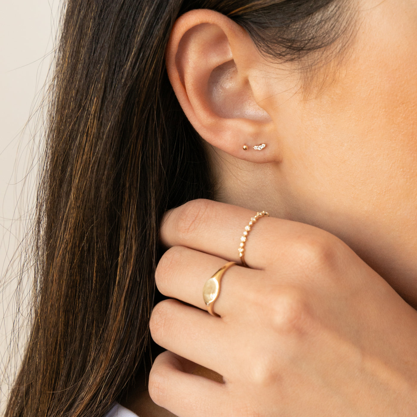 Curved Diamond Flat Back Stud Earring | Simple & Dainty Jewelry