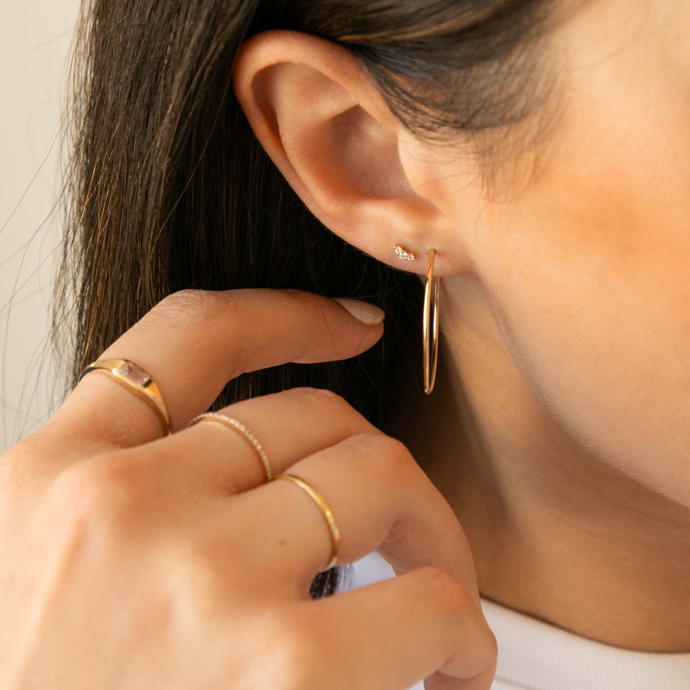 Curved Diamond Flat Back Stud Earring | Simple & Dainty Jewelry