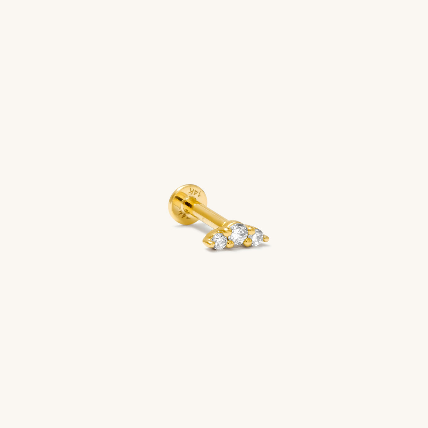 Single Curved Diamond Flat Back Stud Earring