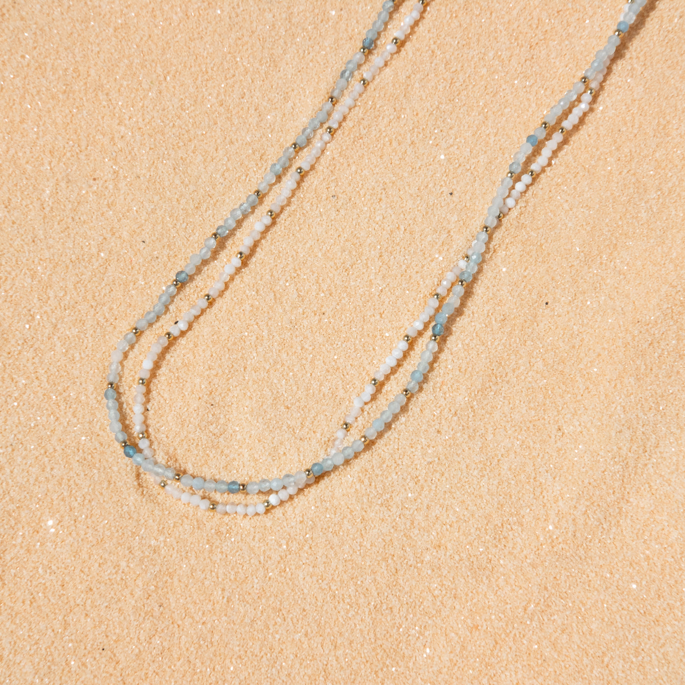 Aquamarine Bead Necklace | Simple & Dainty Jewelry