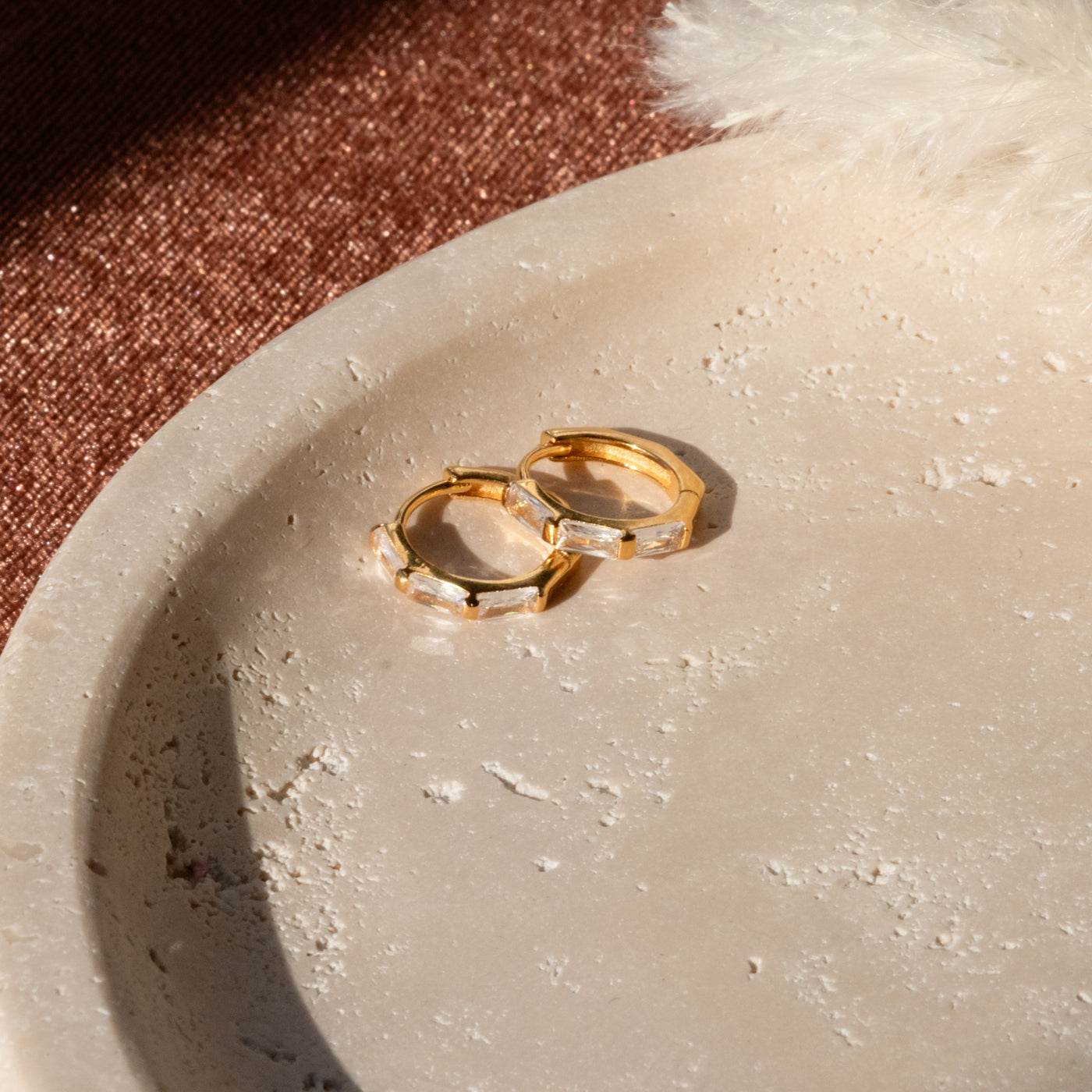 Triple Baguette Huggie Hoop Earrings