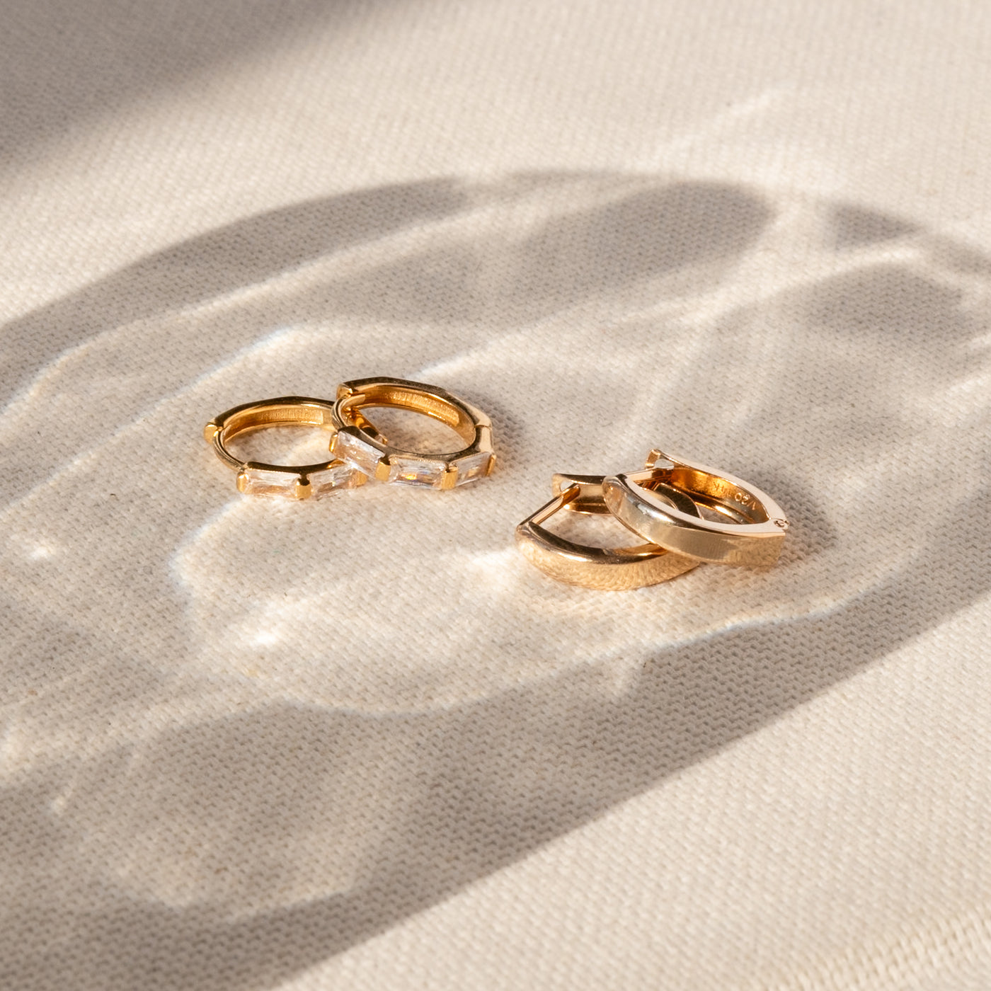 Triple Baguette Huggie Hoop Earrings