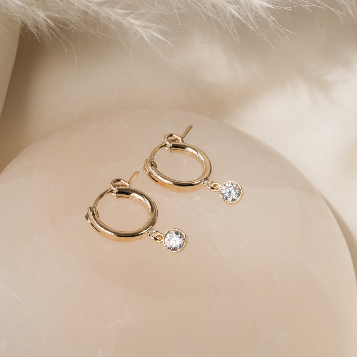 Tiny Solitaire Hoop Earrings | Simple & Dainty Jewelry