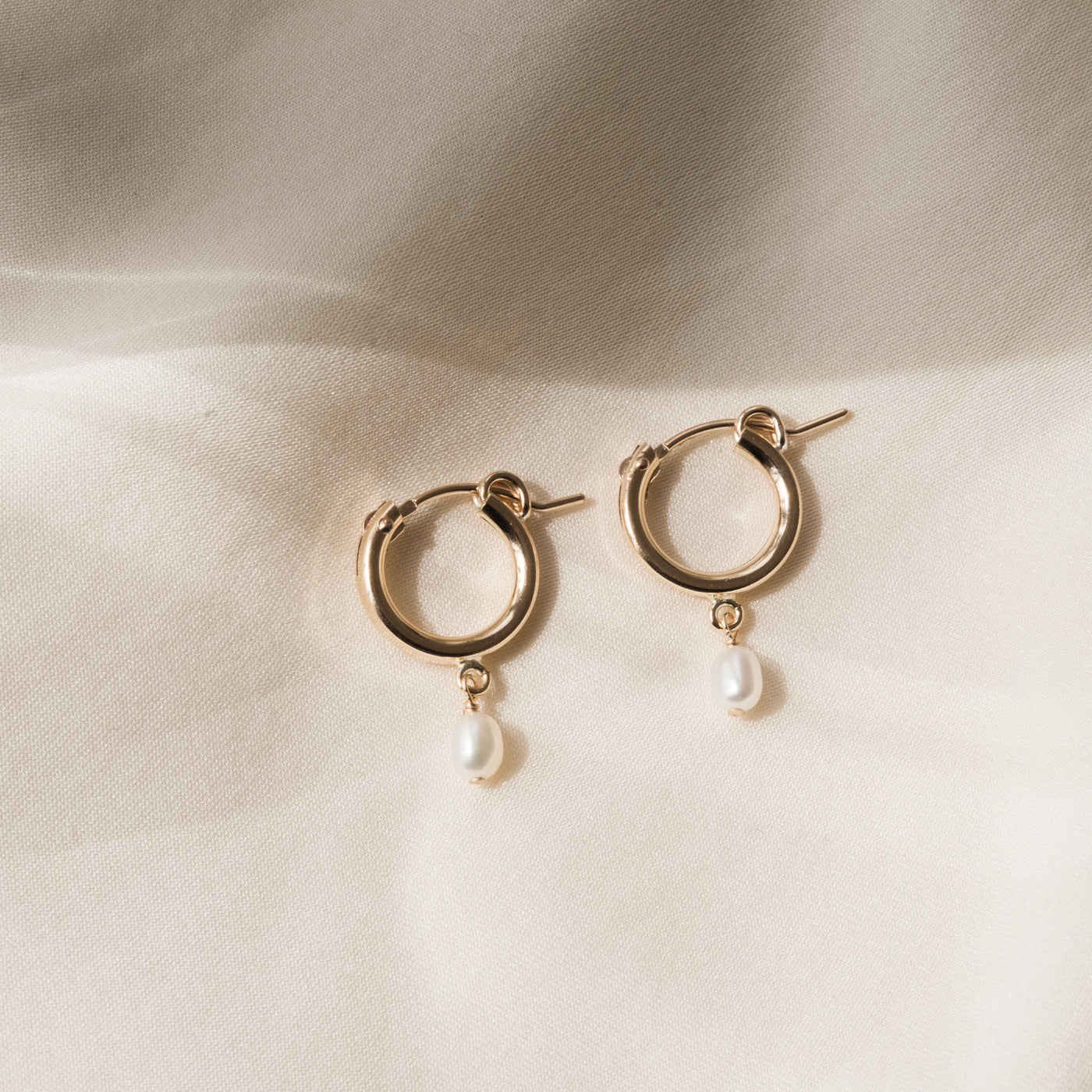 Pearl Drop Hoop Earrings | Simple & Dainty Jewelry