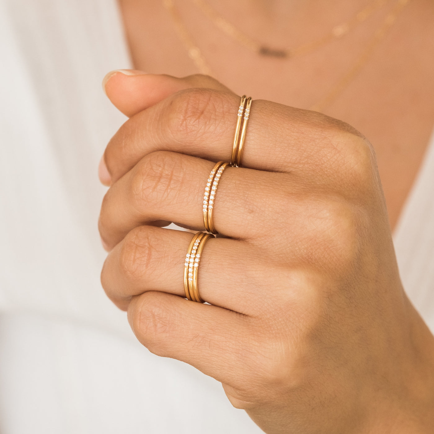Triple Pavé CZ Stacking Ring | Simple & Dainty