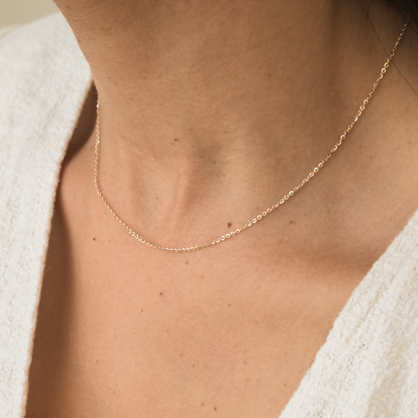 Dainty Cable Chain Necklace - 14k Solid Gold | Simple & Dainty Jewelry