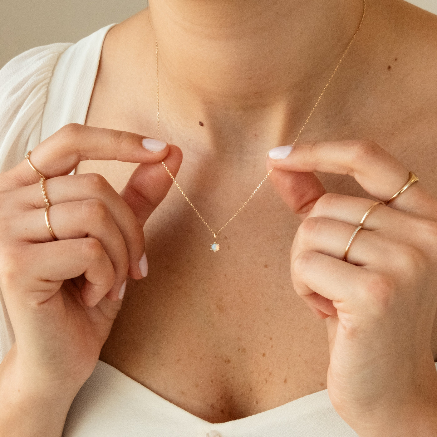 Australian Opal Charm (October Birthstone) | Simple & Dainty Jewelry