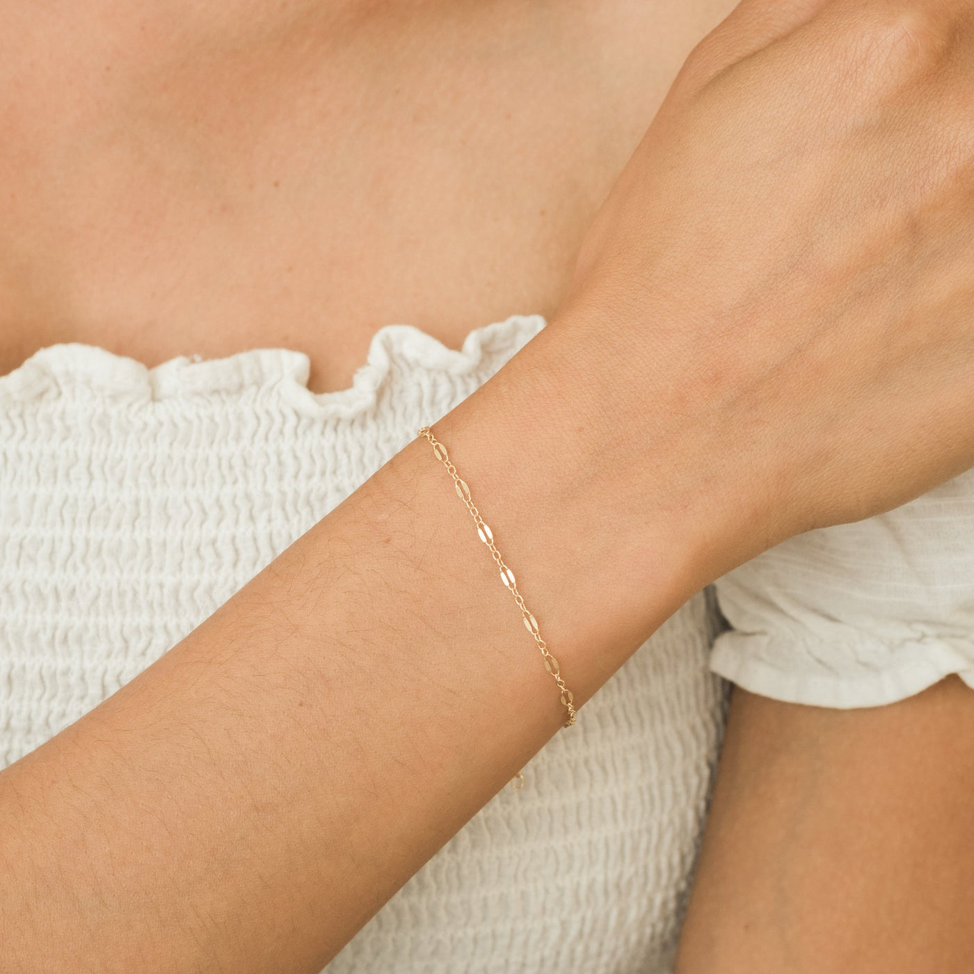 thumbnail image 2 of AngelJewBoutique 14K Real Gold Double Layer Charm Bracelet - Dainty Flower Design, 2 Wraps, Adjustable 2 of 5