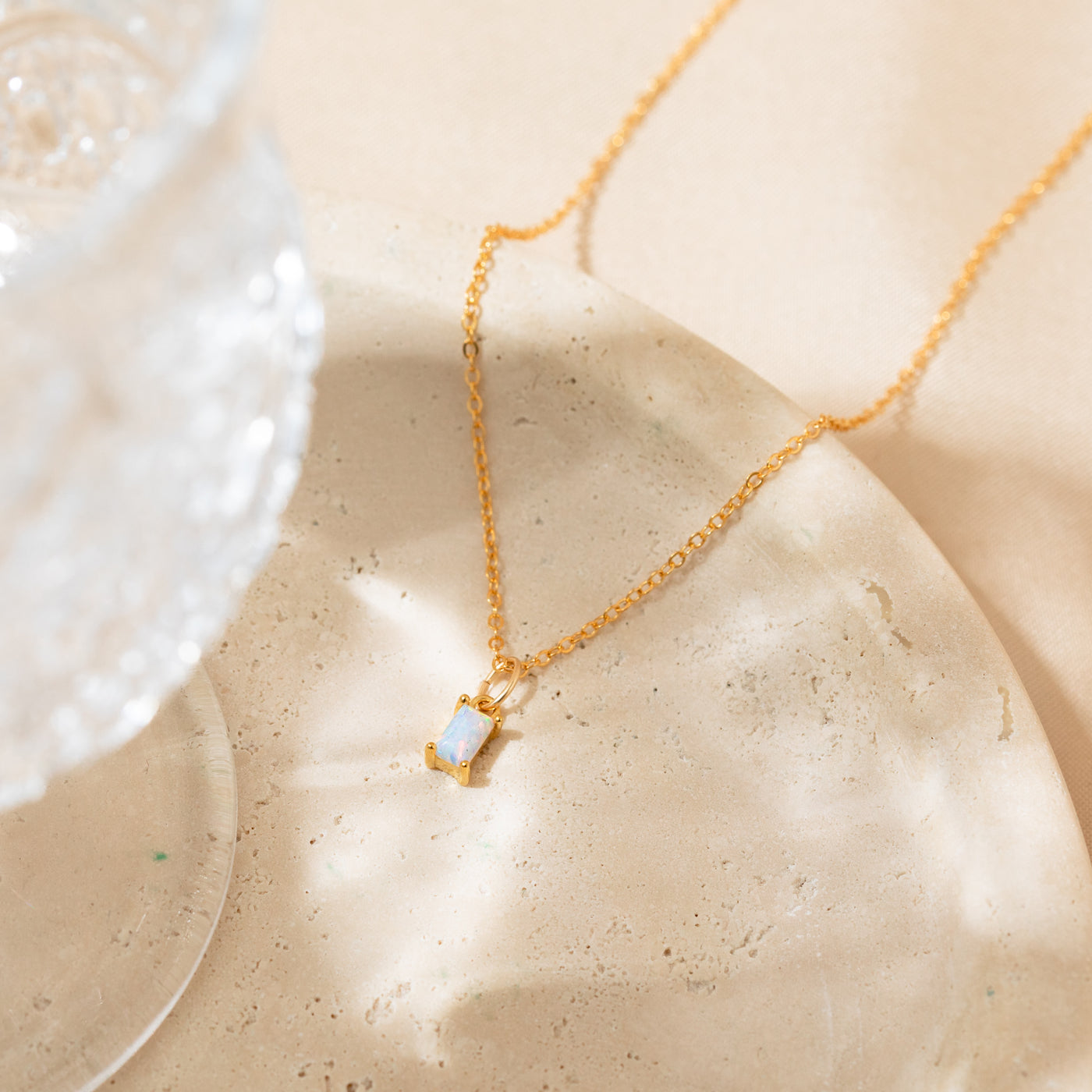 Dainty Opal Baguette Necklace | Simple & Dainty Jewelry
