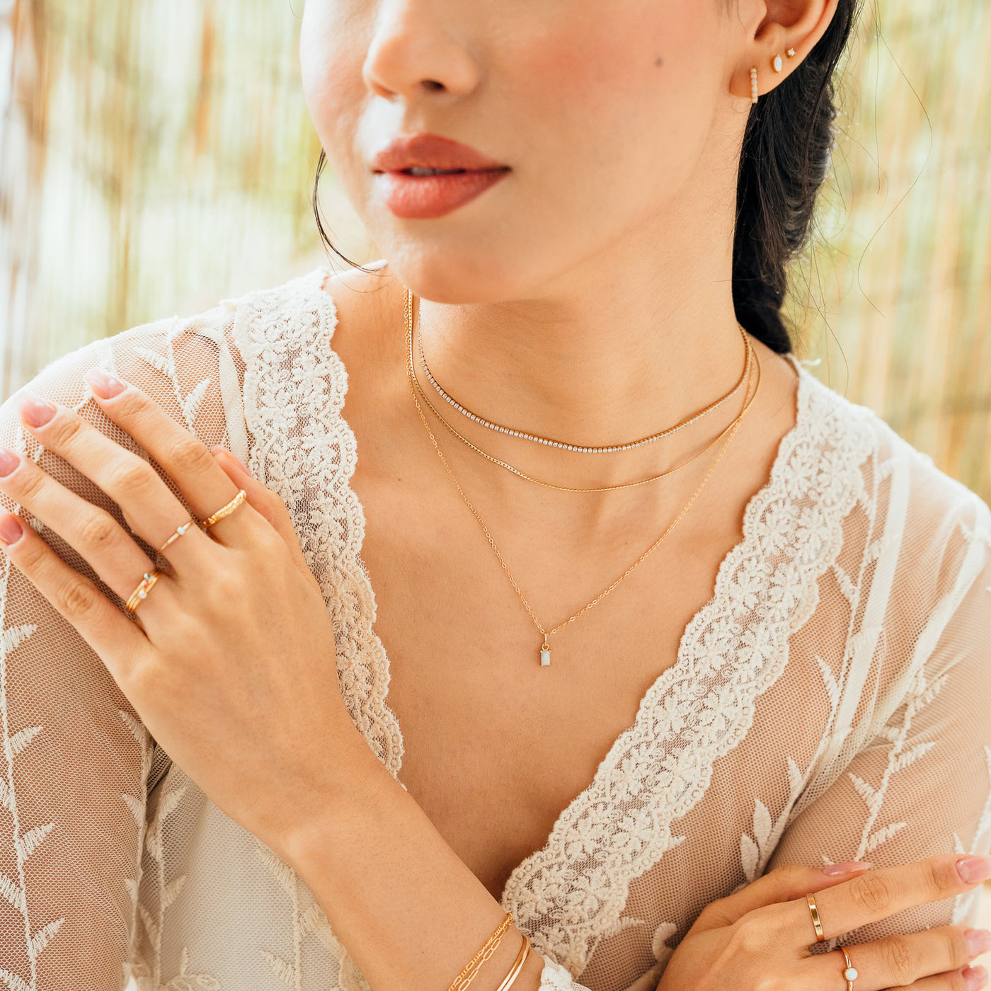 Pair Single Dainty Opal Flat Back Stud Earring | Simple & Dainty Jewelry