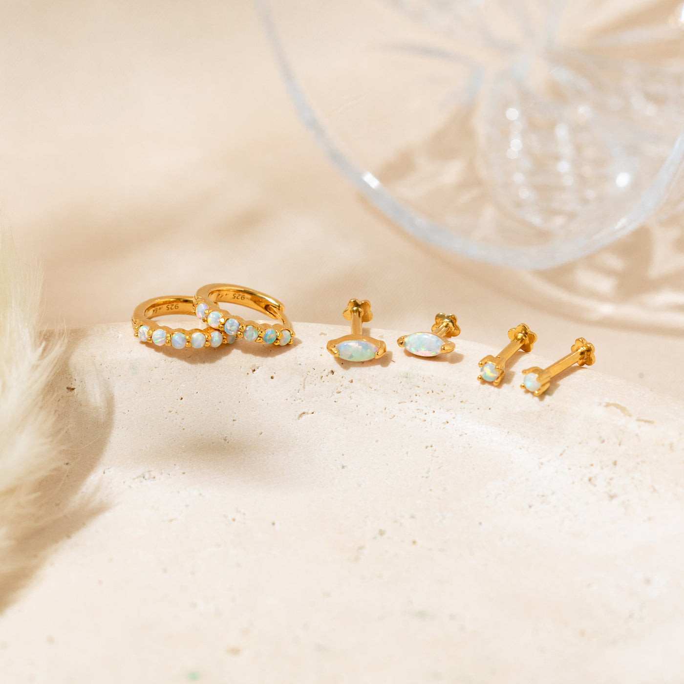 Dainty Opal Huggie Hoop Earrings | Simple & Dainty Jewelry
