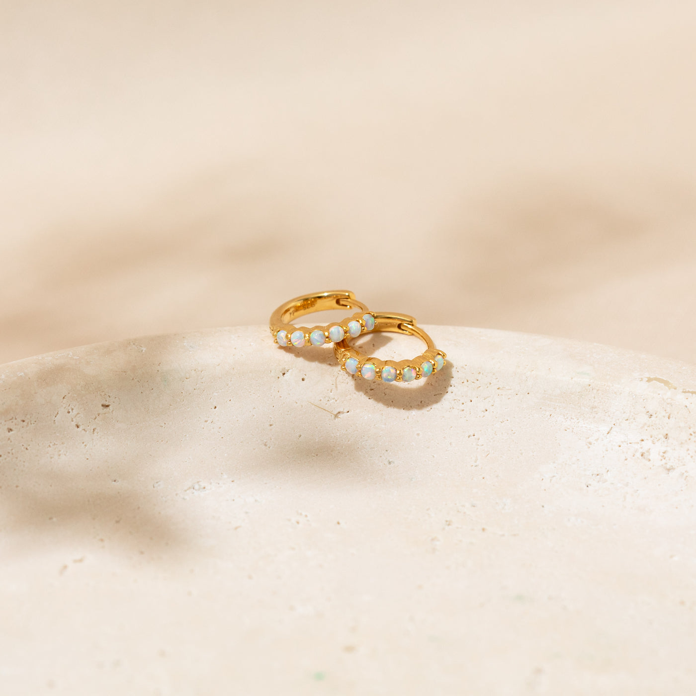 Dainty Opal Huggie Hoop Earrings | Simple & Dainty Jewelry