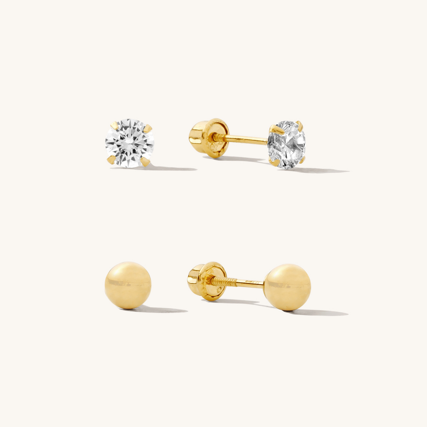 Dainty Screwback Studs Set - 14k | Simple & Dainty Jewelry