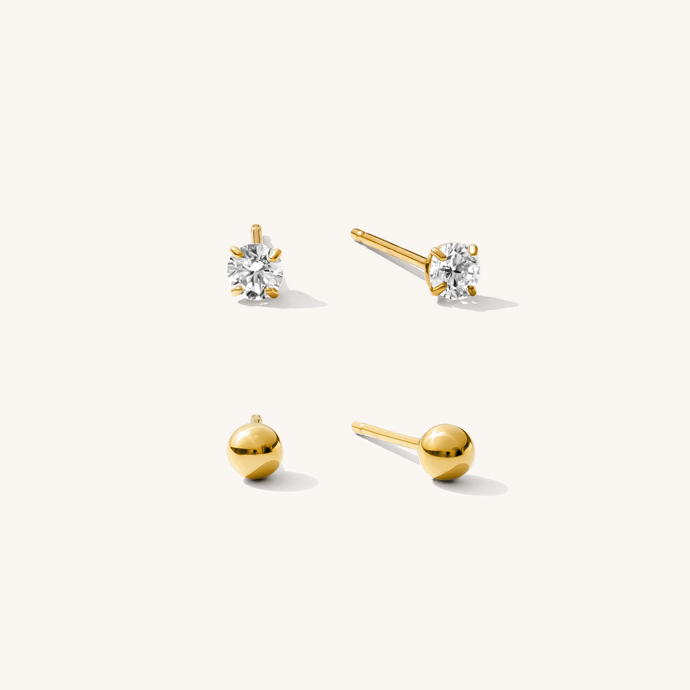 Dainty Stud Earrings Set - 14k | Simple & Dainty Jewelry