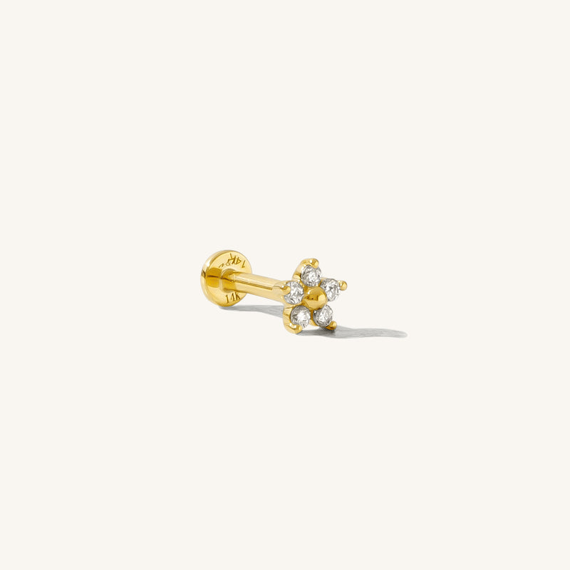 Diamond Flower Flat Back Stud Earring