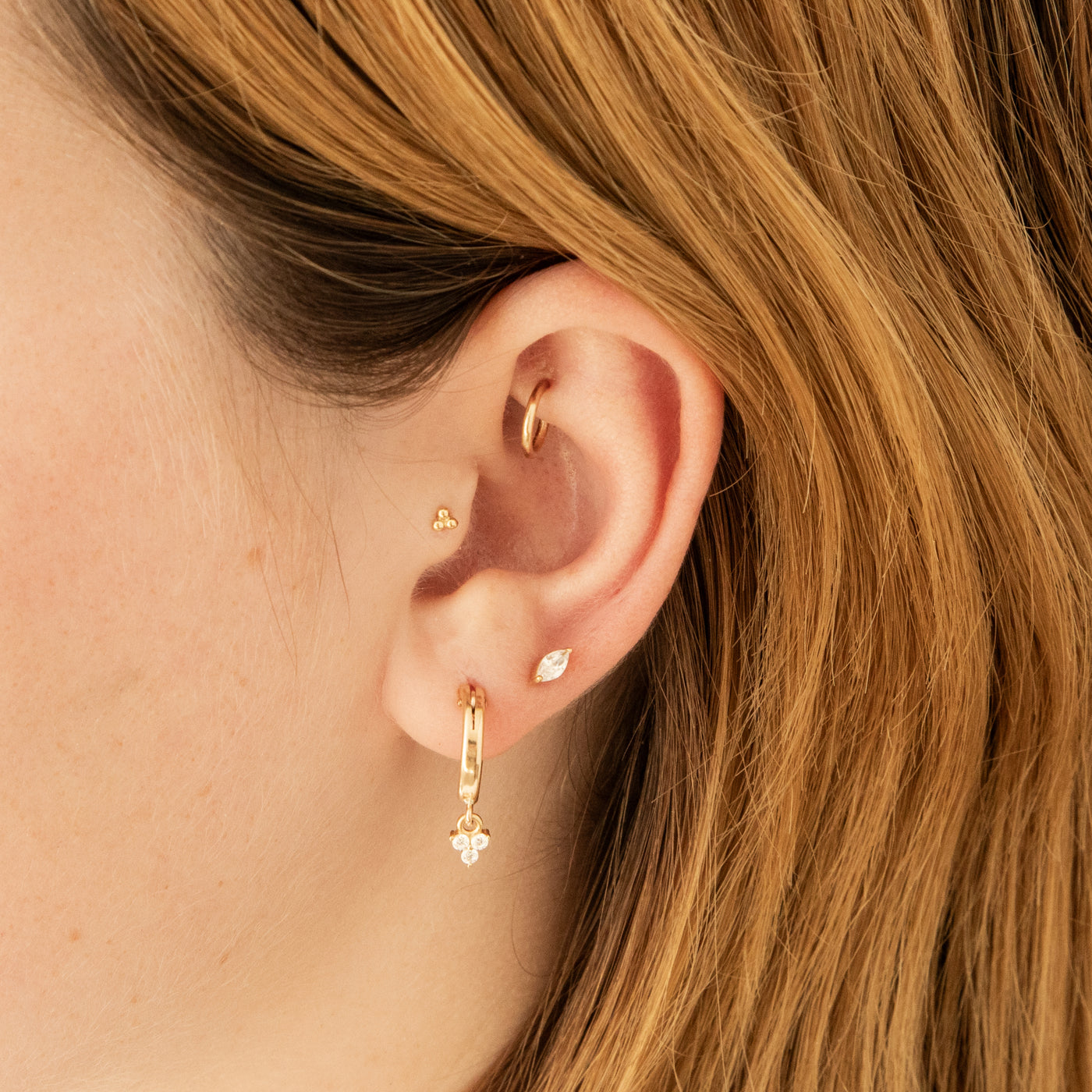 Triple CZ Hoop Earrings | Simple & Dainty Jewelry