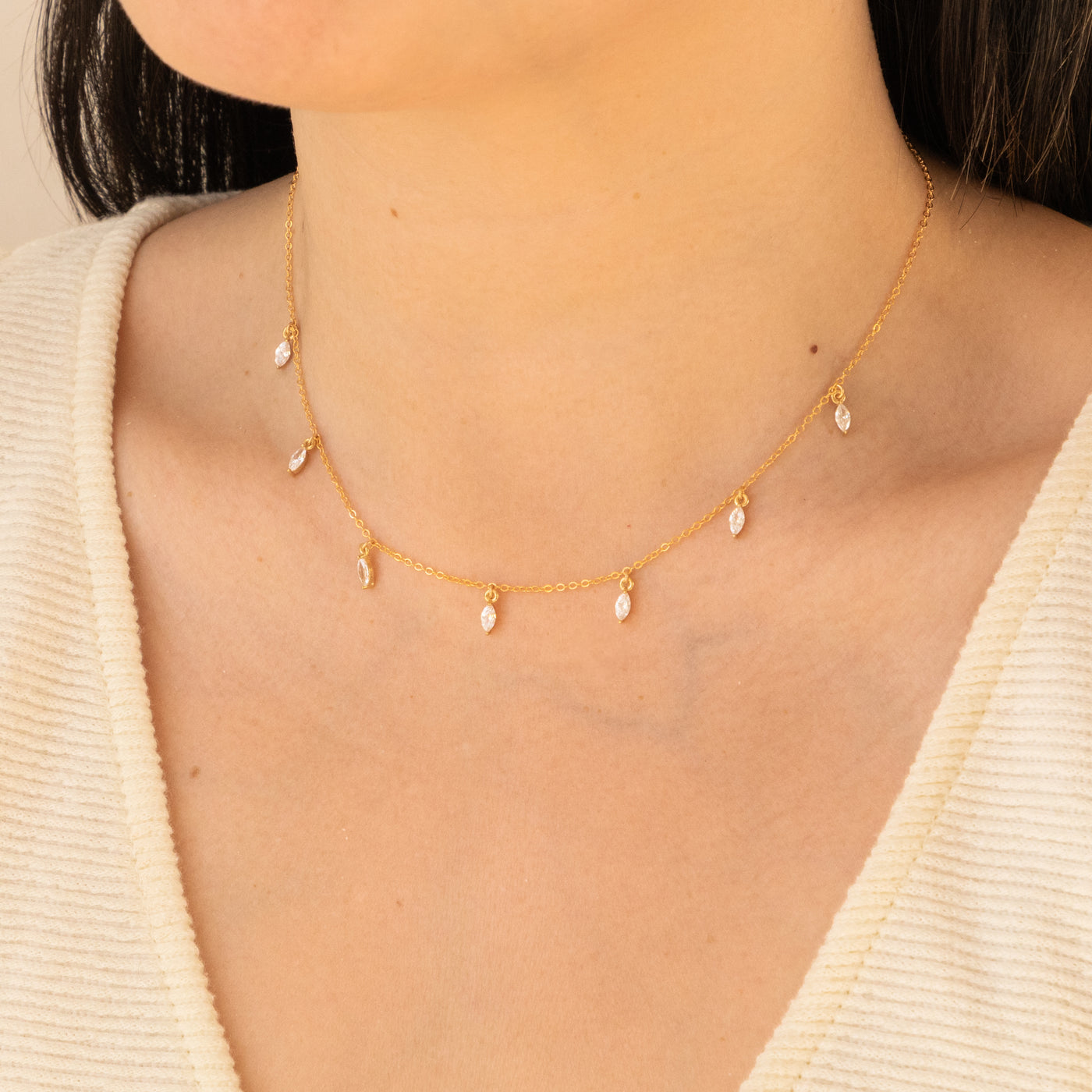Marquise Station Necklace | Simple & Dainty Jewelry