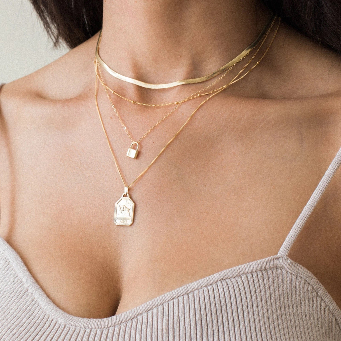 Herringbone Chain - Necklace with Initials for by Talisa - 18K gold  necklaces