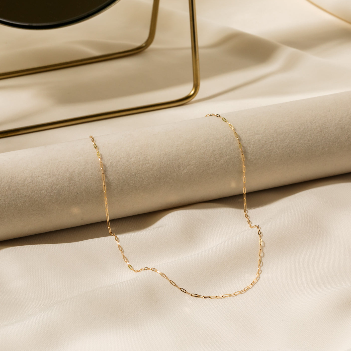 Dainty Paperclip Chain Necklace - 14k Solid Gold | Simple & Dainty Jewelry