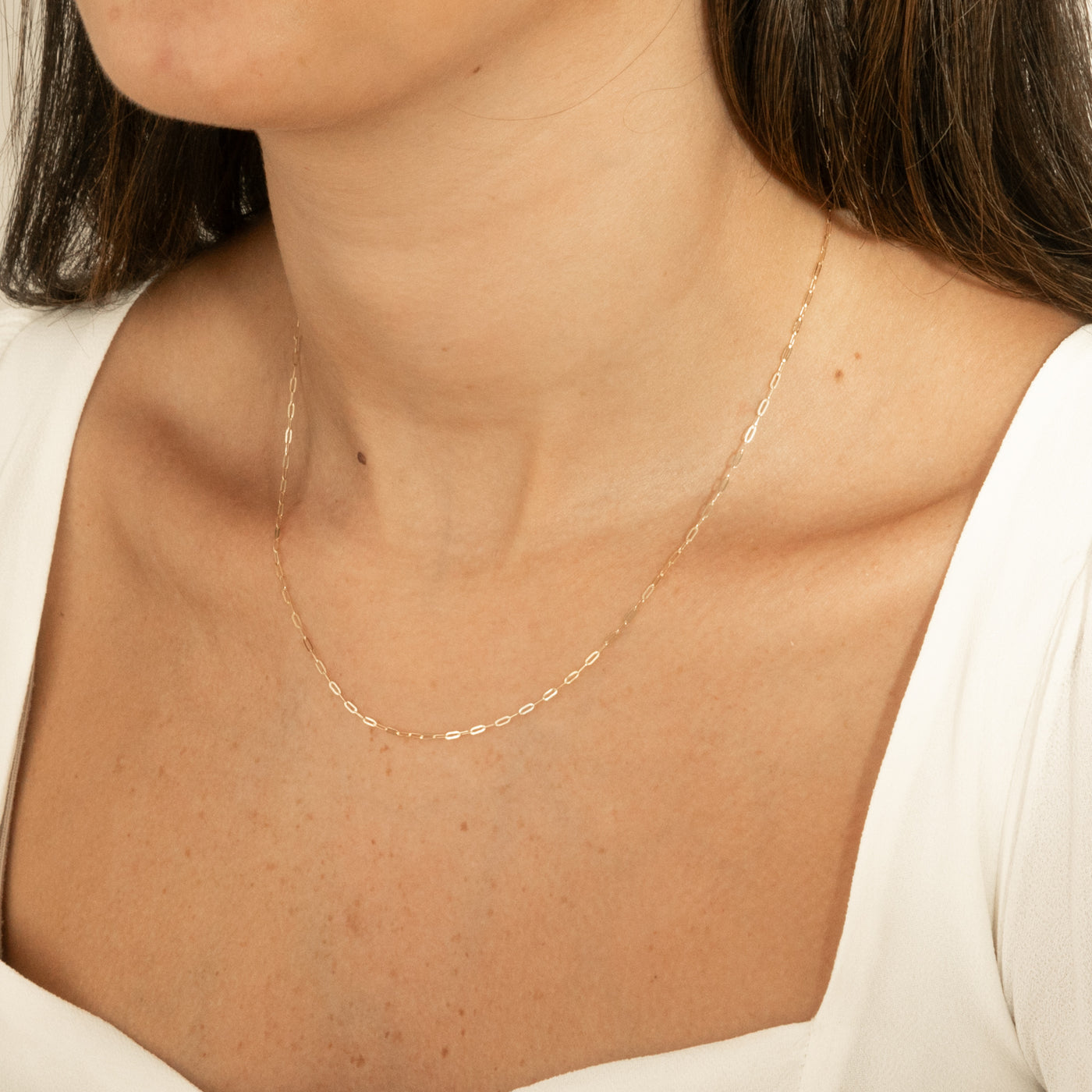 Dainty Paperclip Chain Necklace - 14k Solid Gold | Simple & Dainty Jewelry