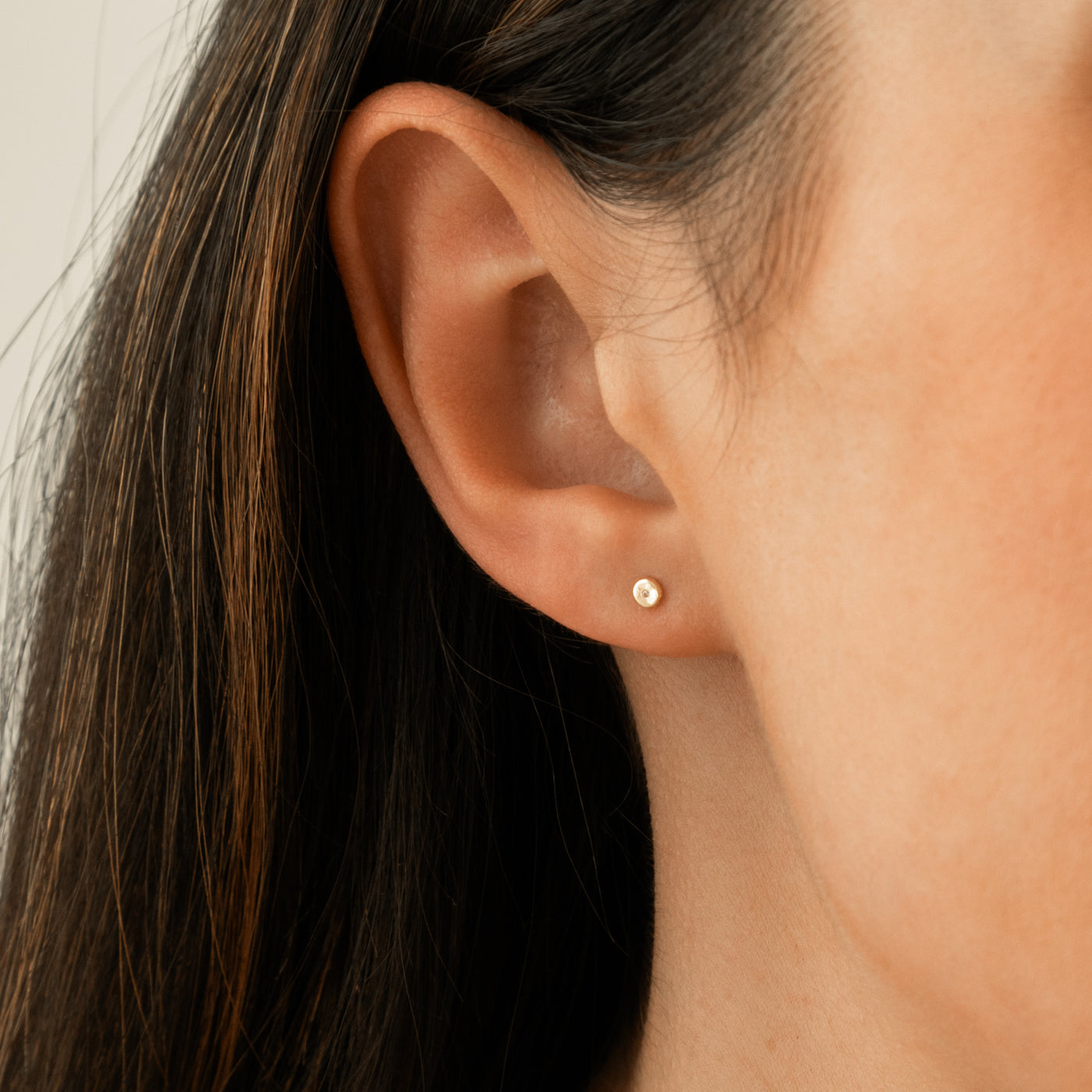 Tiny Circle CZ Stud Earrings | Simple & Dainty Jewelry