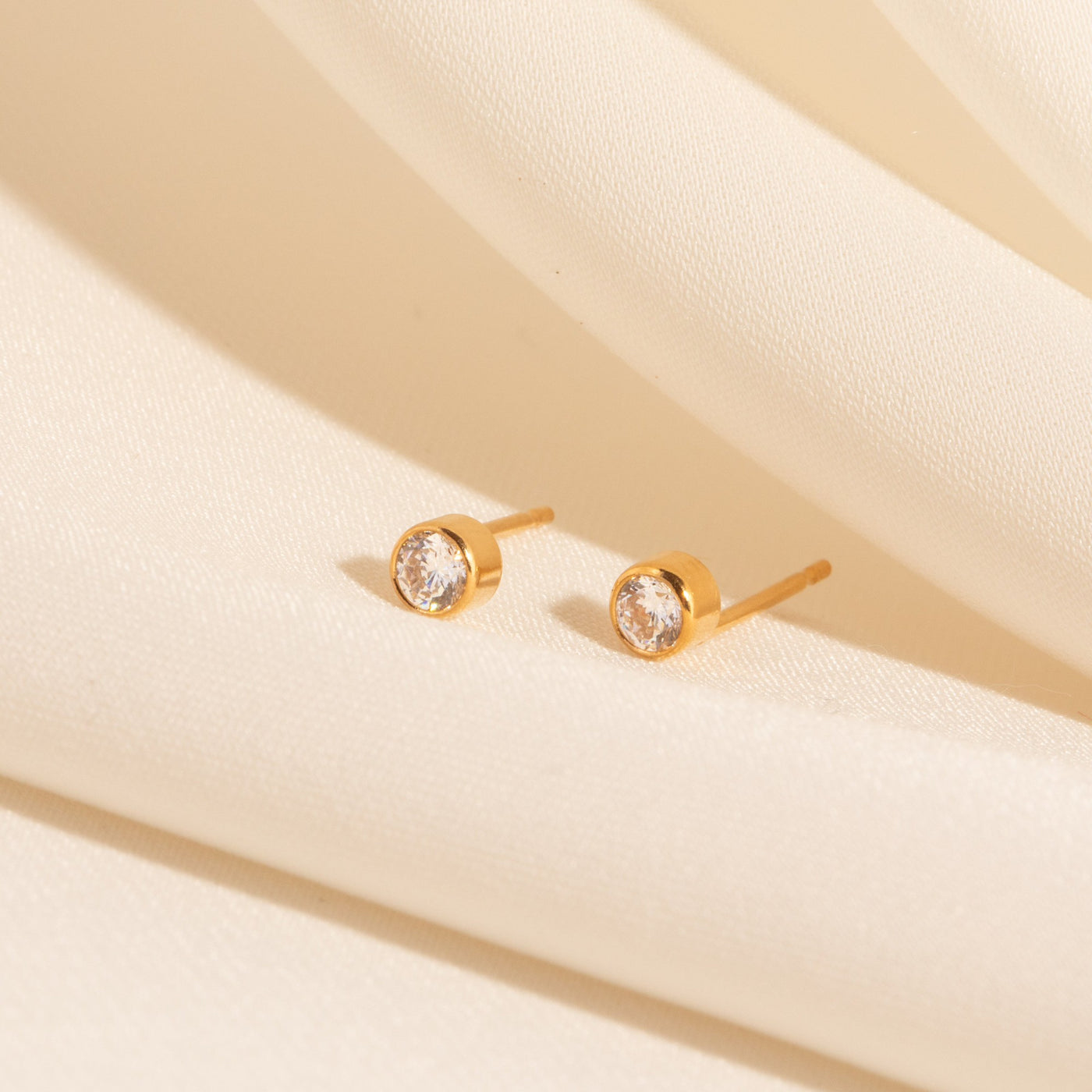 Dainty CZ Bezel Stud Earrings | Simple & Dainty Jewelry | 2mm 3mm 4mm