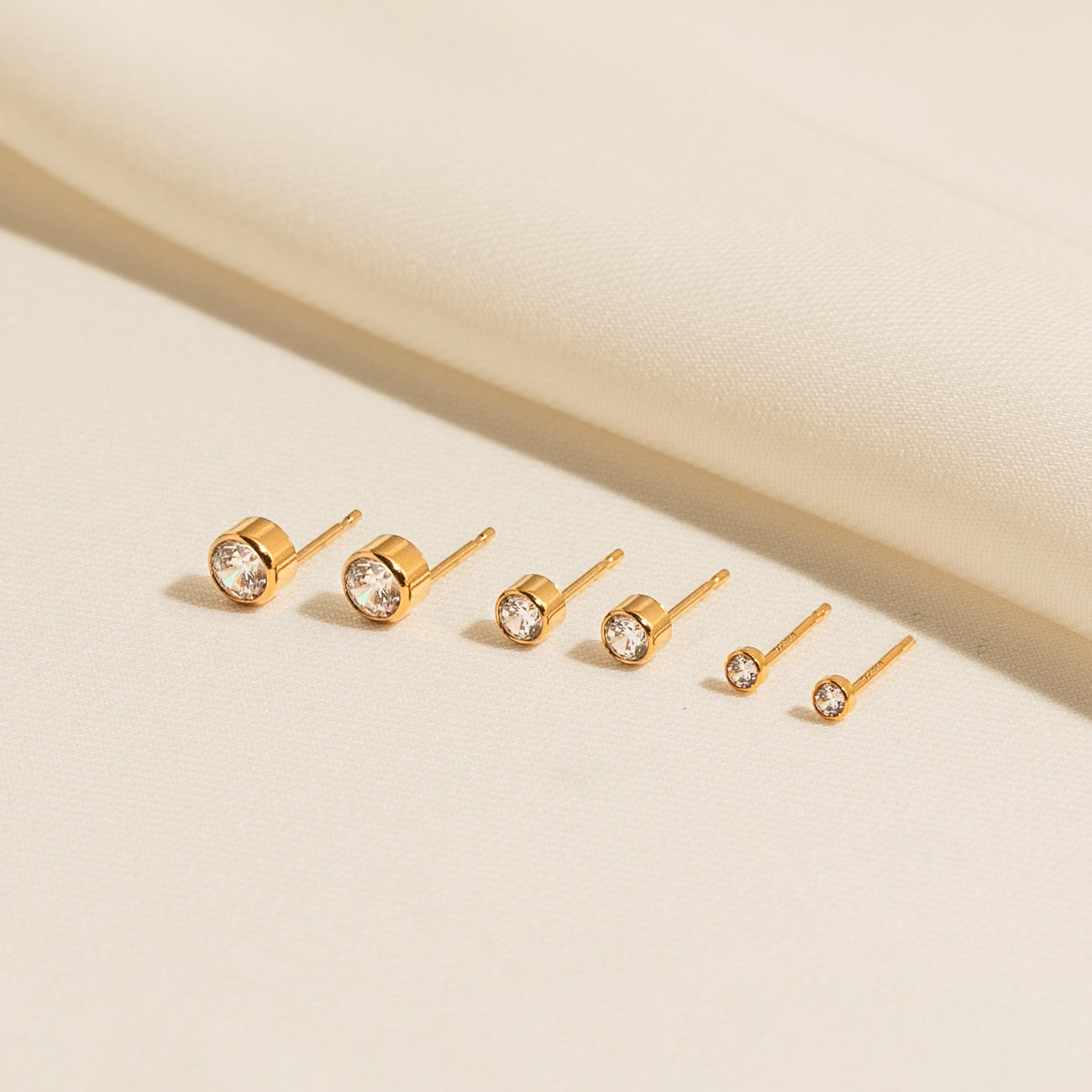 Dainty CZ Bezel Stud Earrings | Simple & Dainty Jewelry | 2mm 3mm 4mm