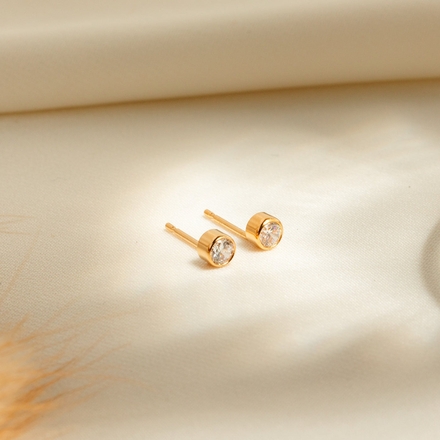 Dainty CZ Bezel Stud Earrings | Simple & Dainty Jewelry | 2mm 3mm 4mm