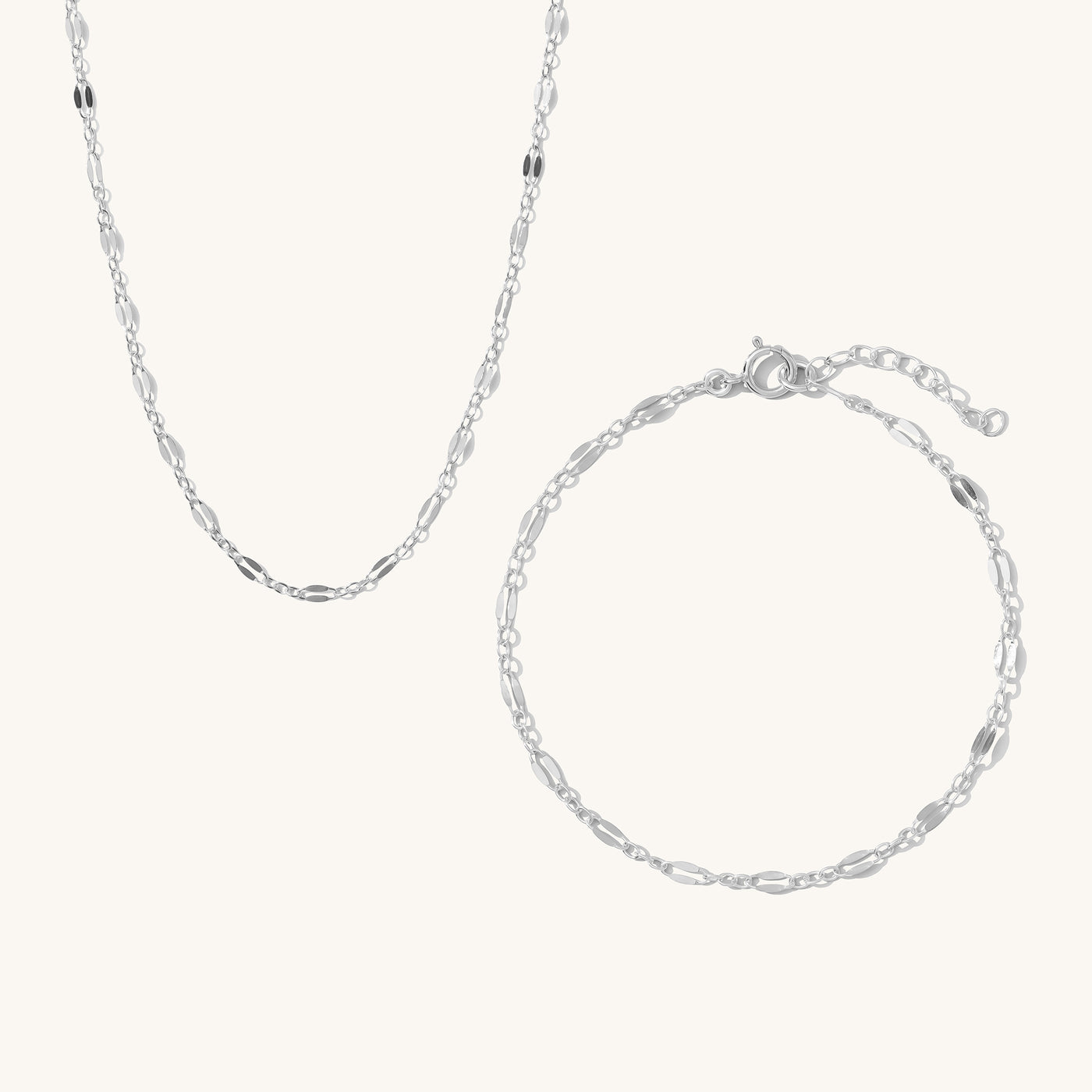 Lace Chain Jewelry Set (Necklace + Bracelet) | Simple & Dainty Jewelry