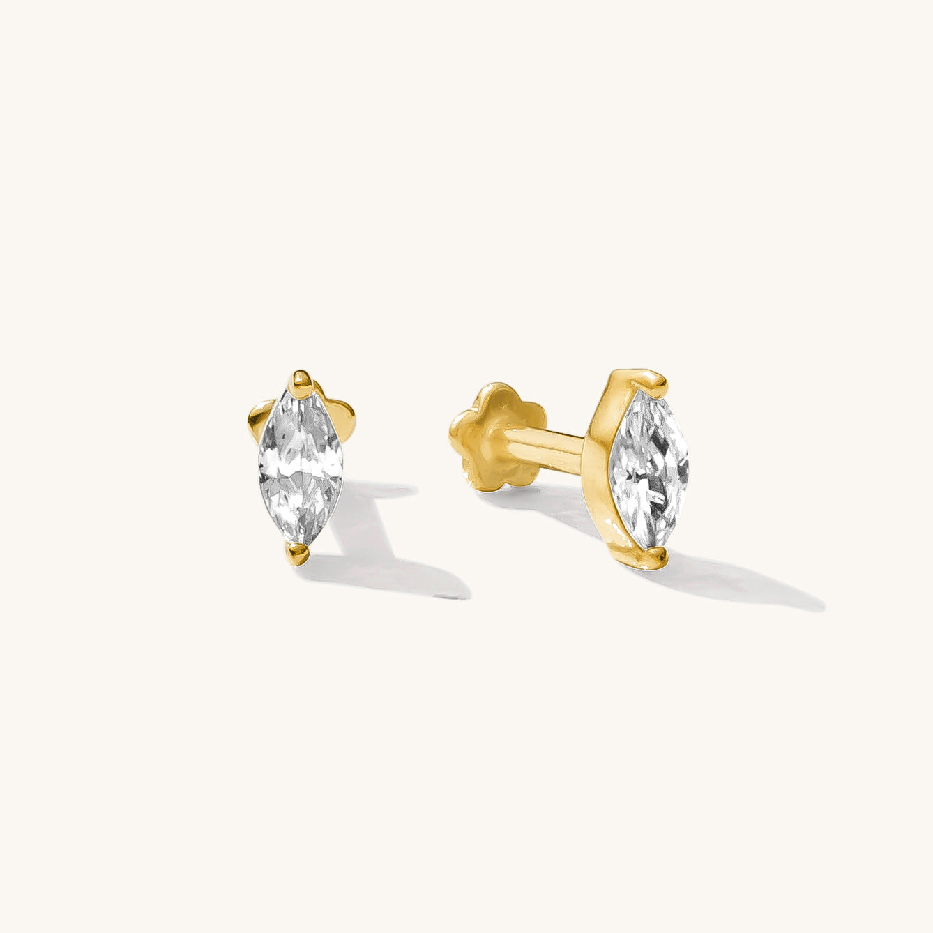 Pair Marquise Flat Back Stud Earring