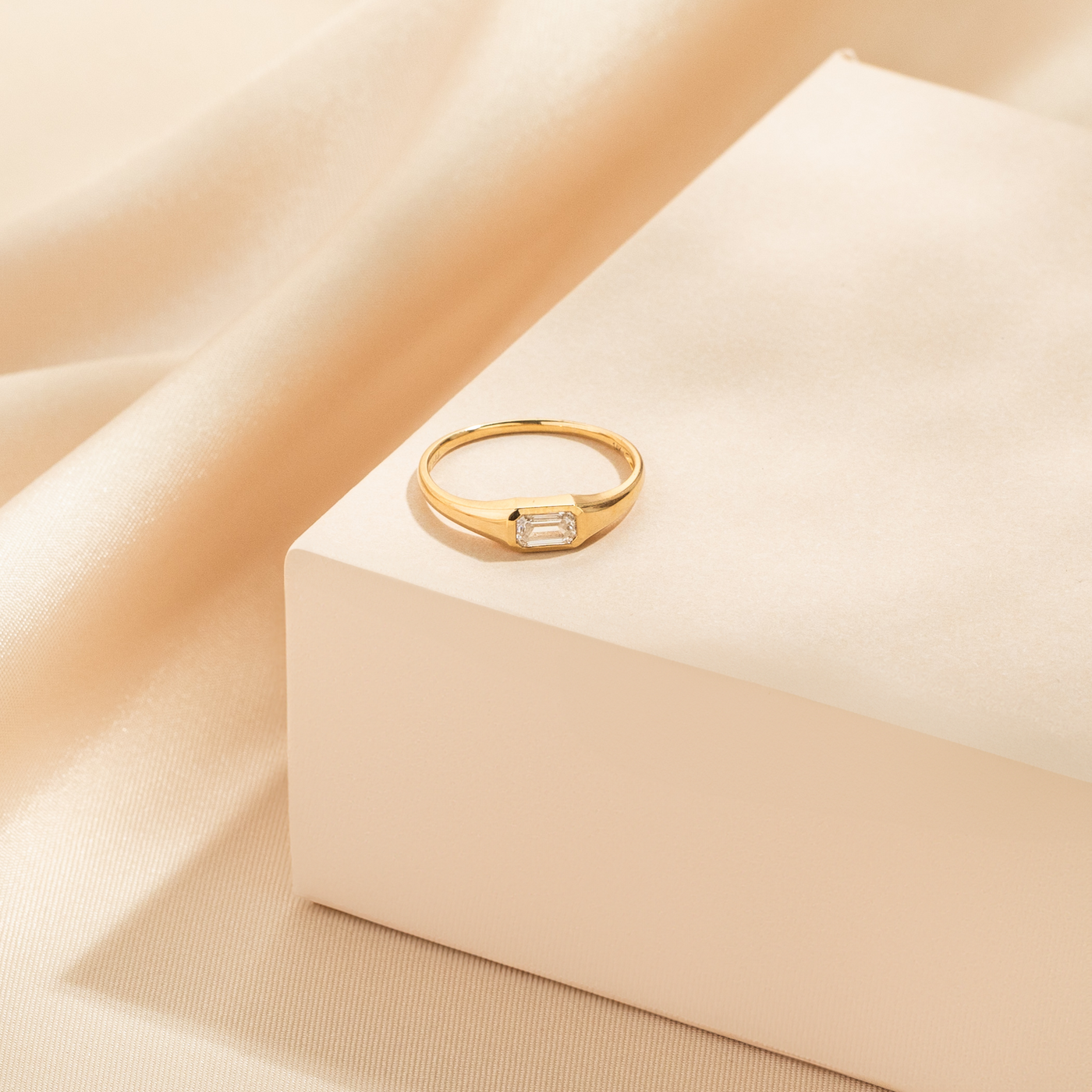 White Sapphire Signet Ring | Simple & Dainty Jewelry