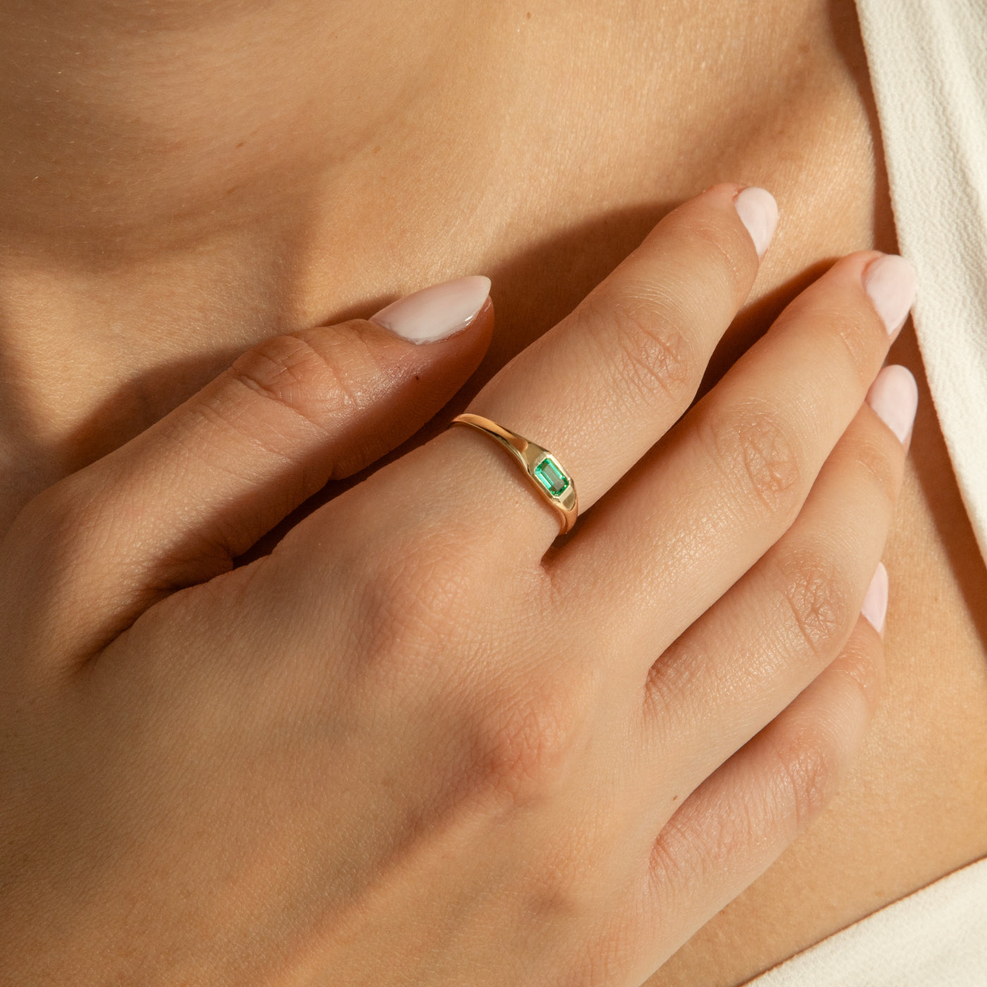 Emerald Signet Ring | Simple & Dainty Jewelry