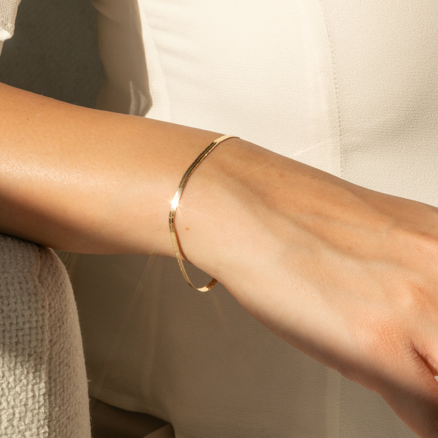 Herringbone Bracelet - 14k Solid Gold | Simple & Dainty Jewelry