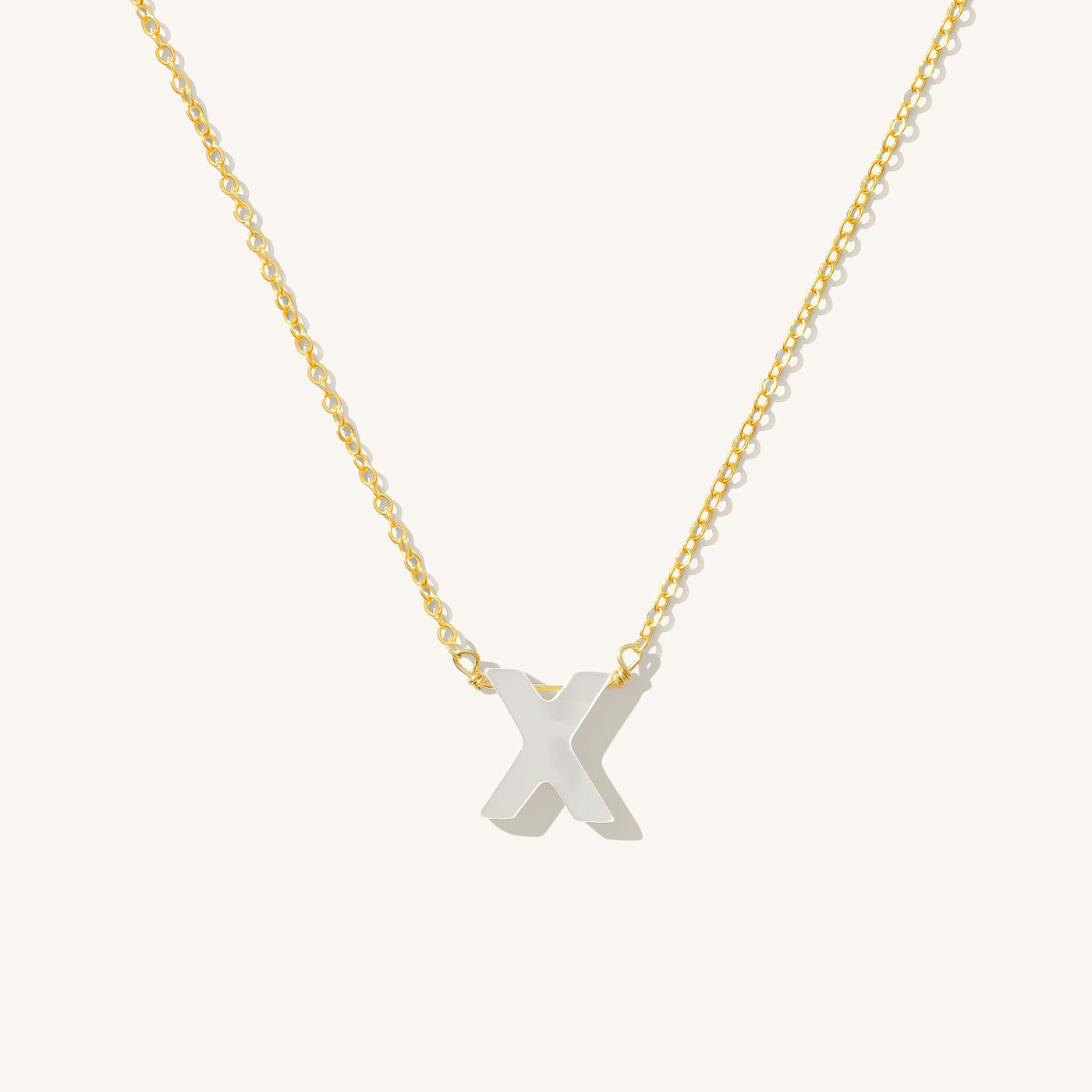 X Pearl Initial Necklace