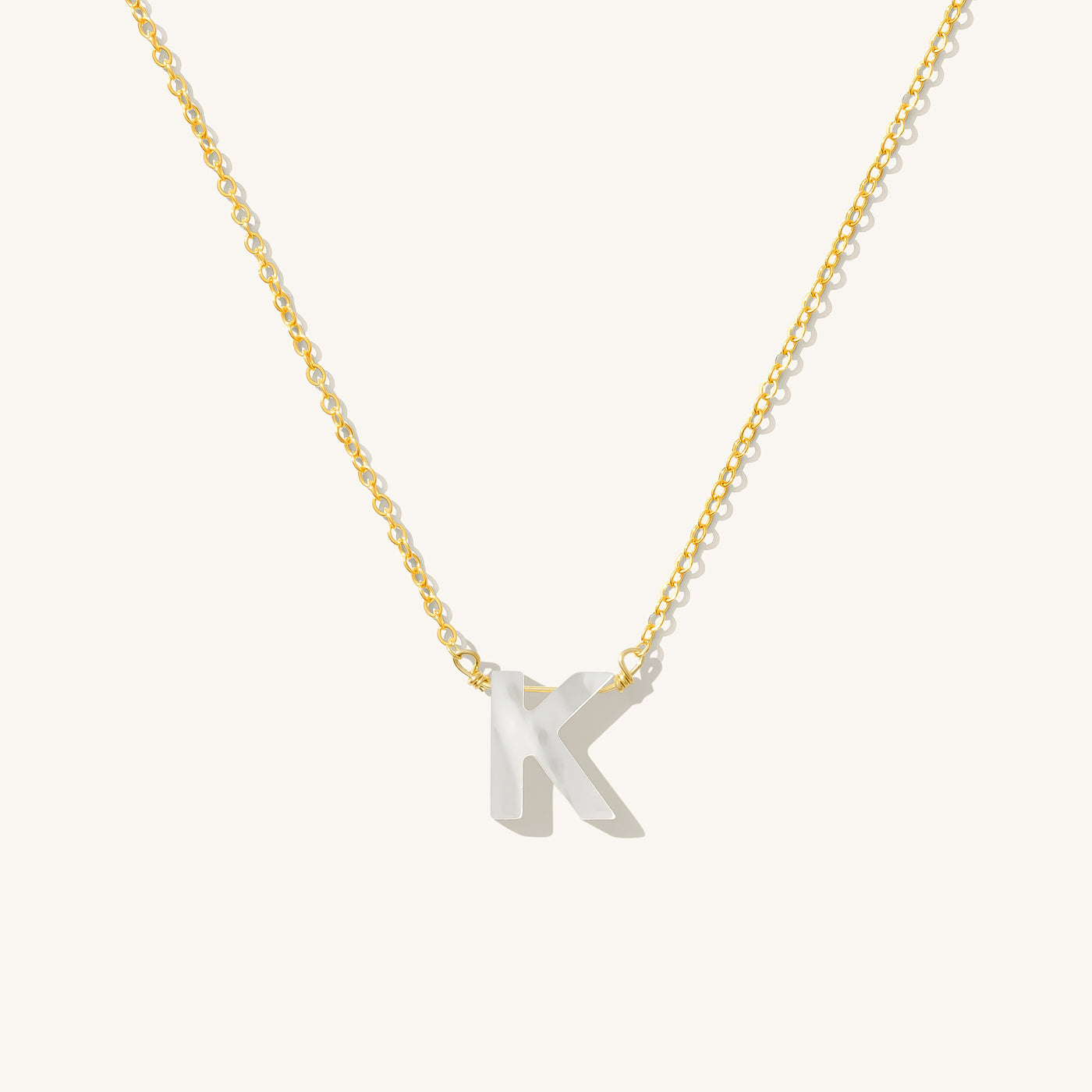 K Pearl Initial Necklace