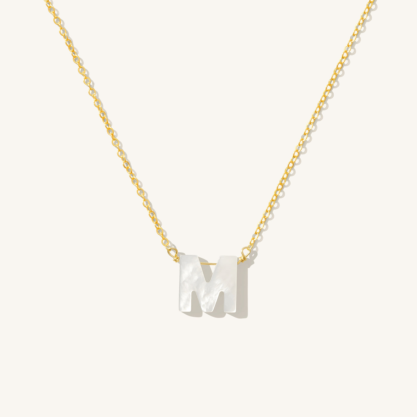 M Pearl Initial Necklace