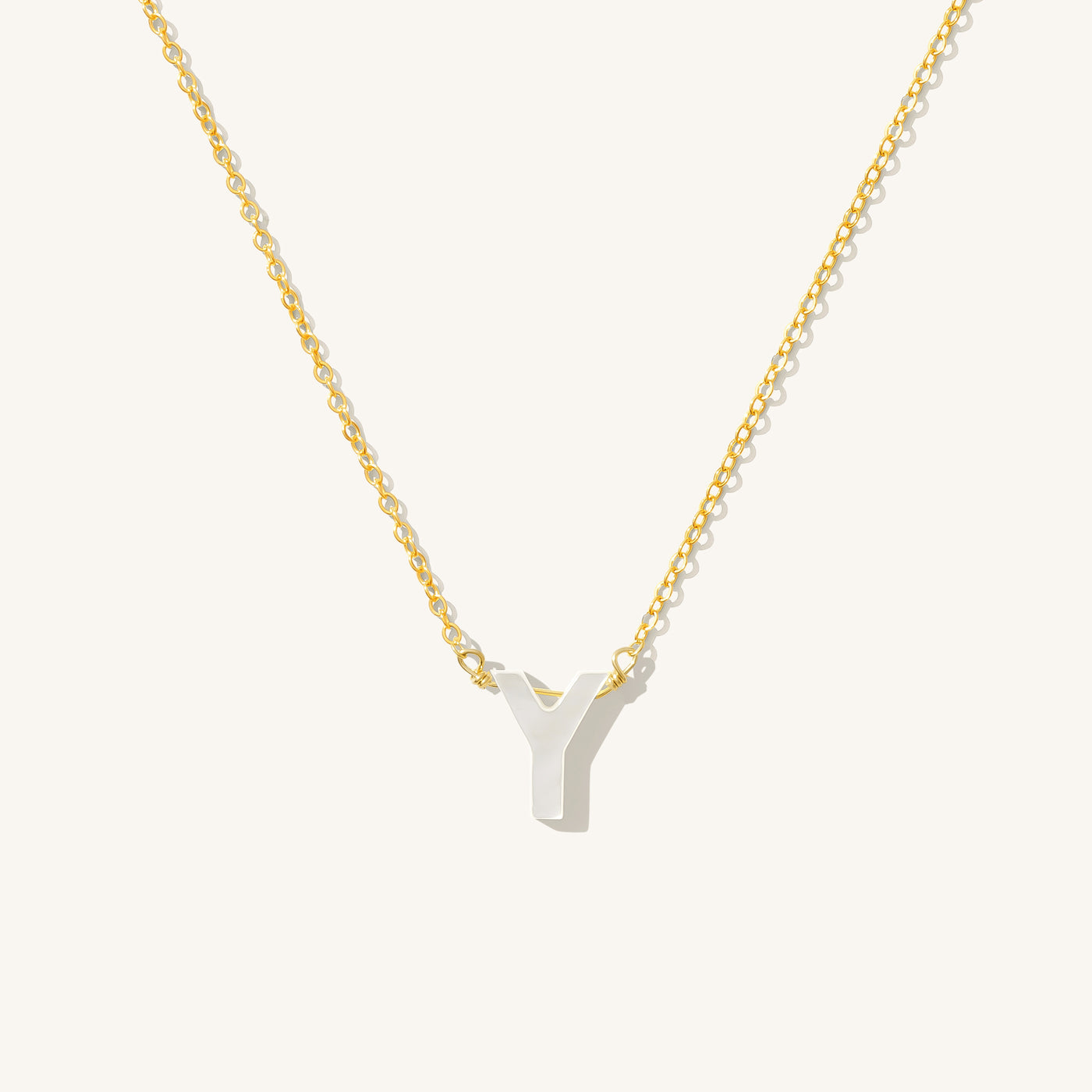 Y Pearl Initial Necklace