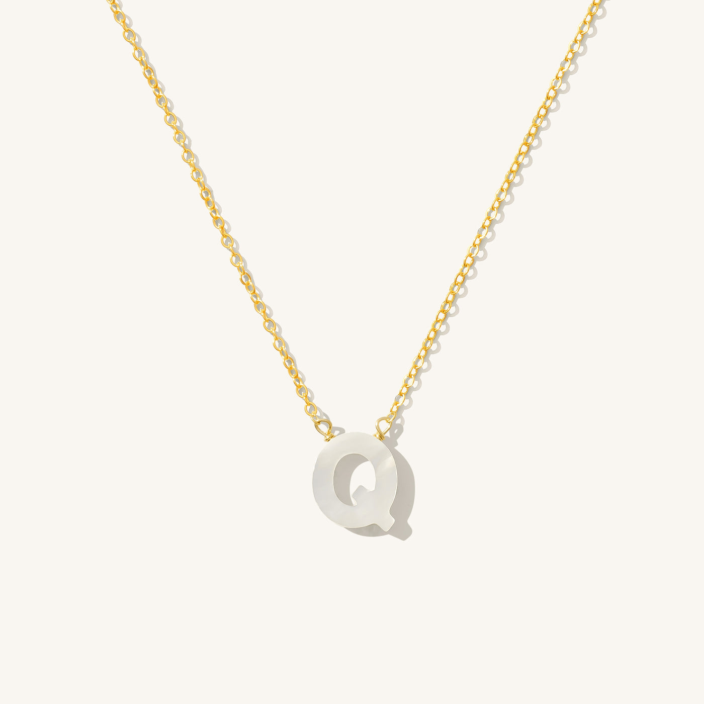 Q Pearl Initial Necklace