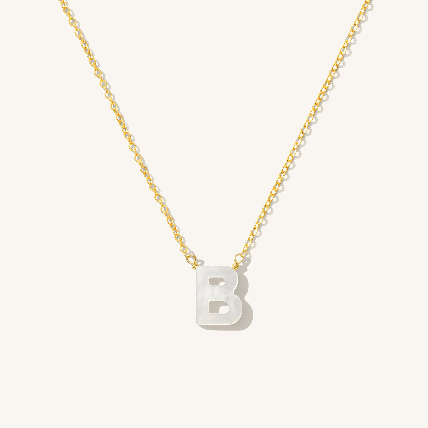 B Pearl Initial Necklace