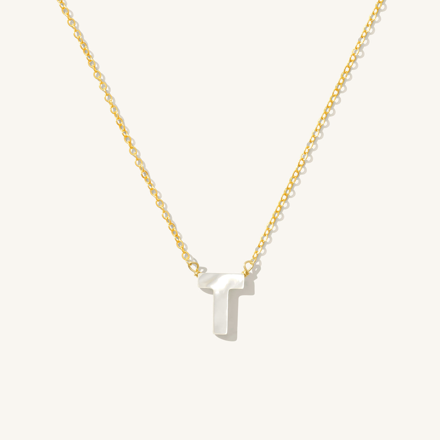 T Pearl Initial Necklace